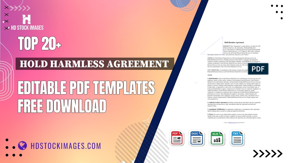 Top 20+ Hold Harmless Agreement  Editable PDF Templates Free Download