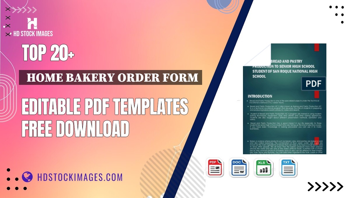 Top 20+  Home Bakery Order Form Editable PDF Templates Free Download