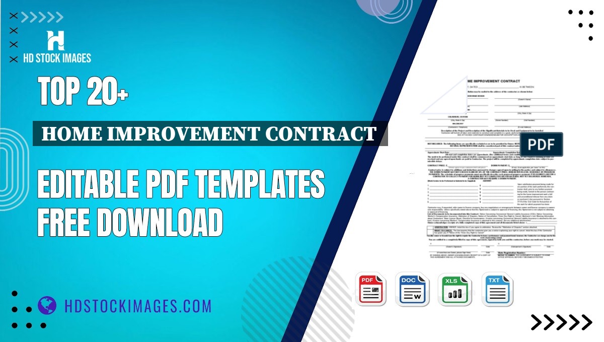 Top 20+ Home Improvement Contract  Editable PDF Templates Free Download