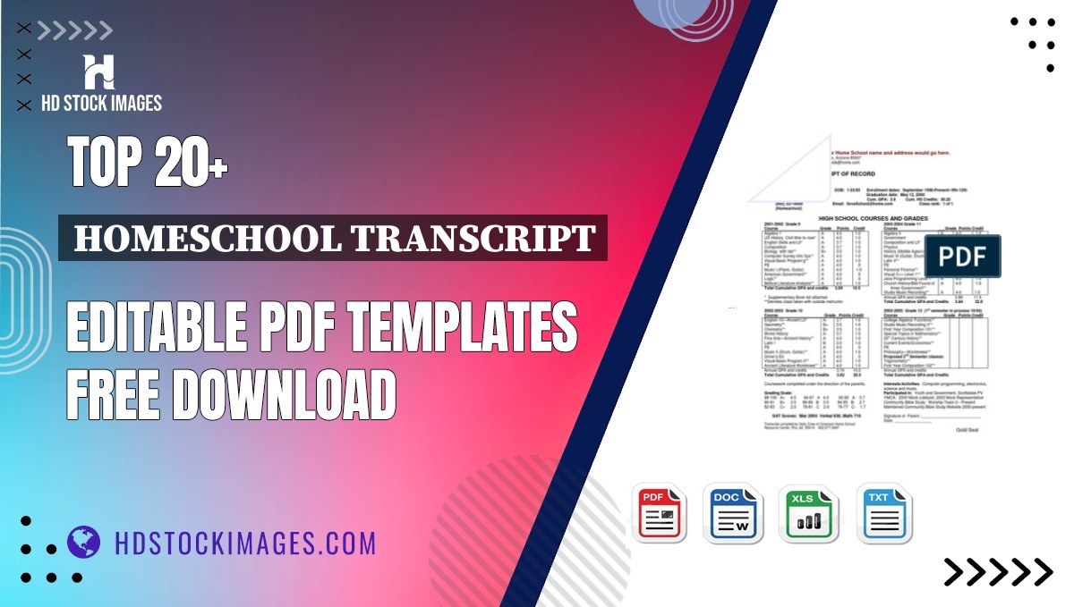 Top 20+ Homeschool Transcript Editable PDF Templates Free Download