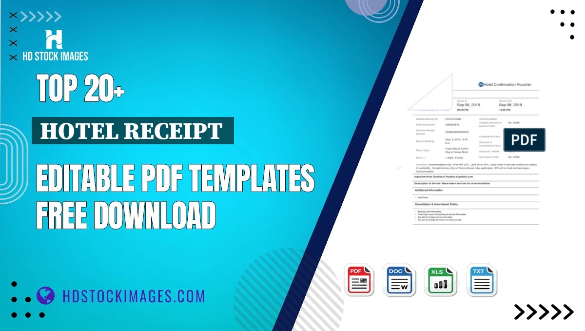 Top 20+ Hotel Receipt  Editable PDF Templates Free Download