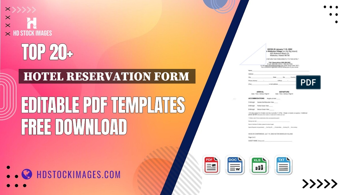 Top 20+ Hotel Reservation Form  Editable PDF Templates Free Download