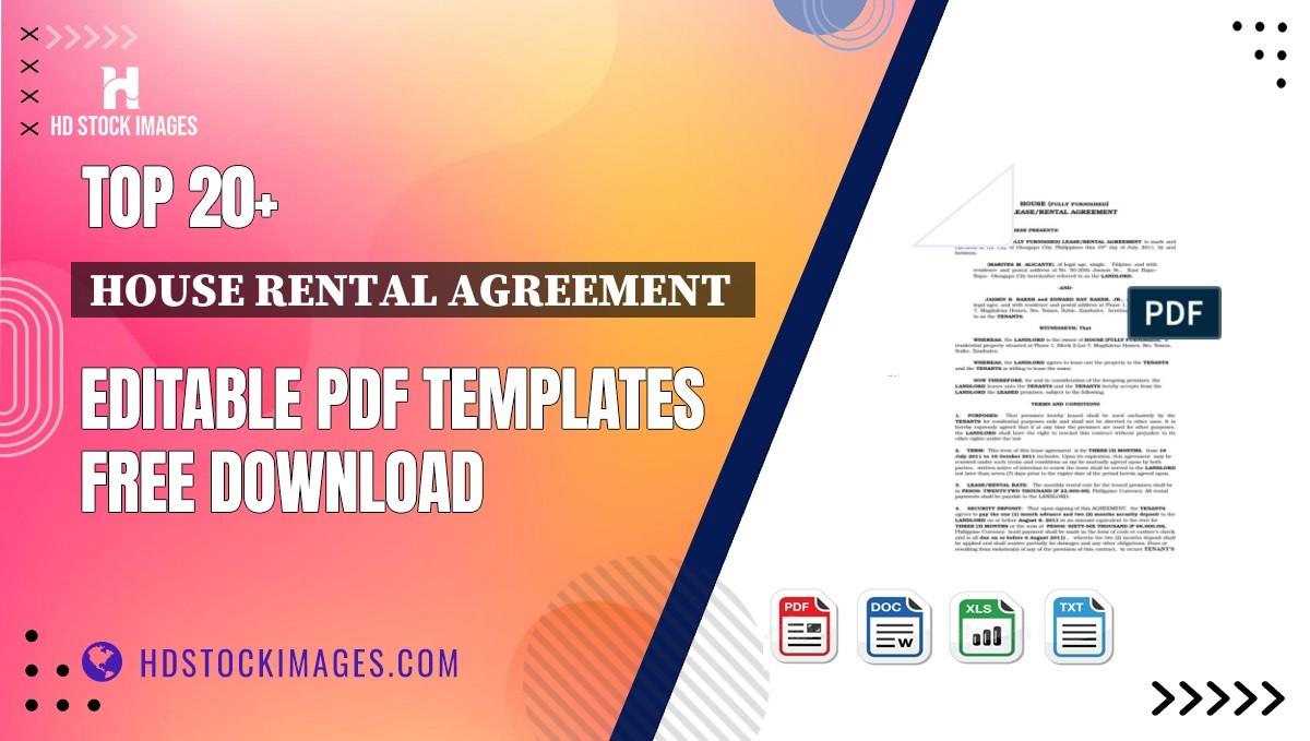 Top 20+ House Rental Agreement  Editable PDF Templates Free Download