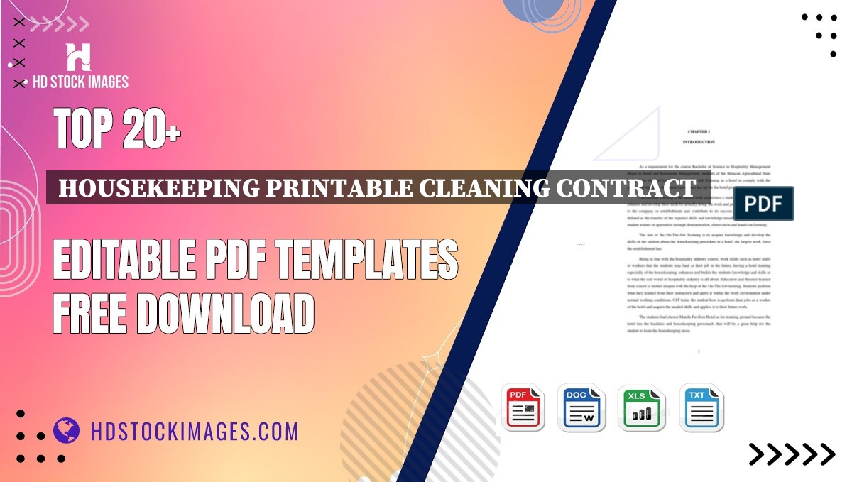 Top 20+ Housekeeping Printable Cleaning Contract  Editable PDF Templates Free Download