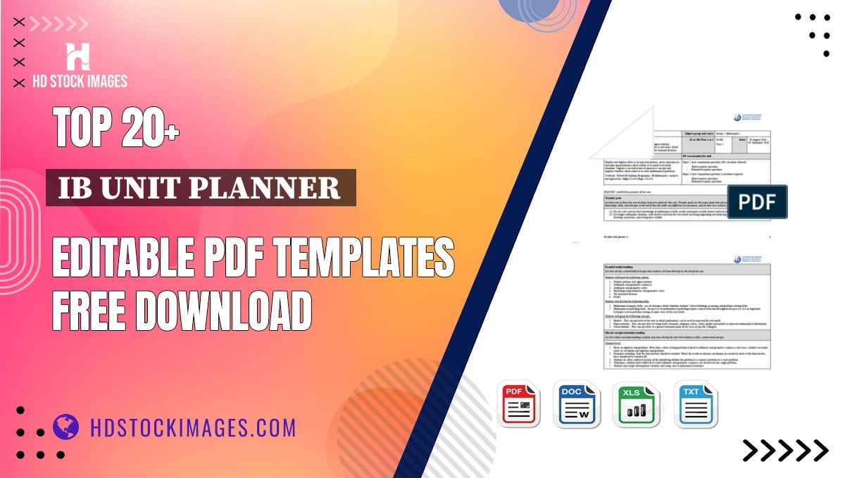 Top 20+ Ib Unit Planner  Editable PDF Templates Free Download