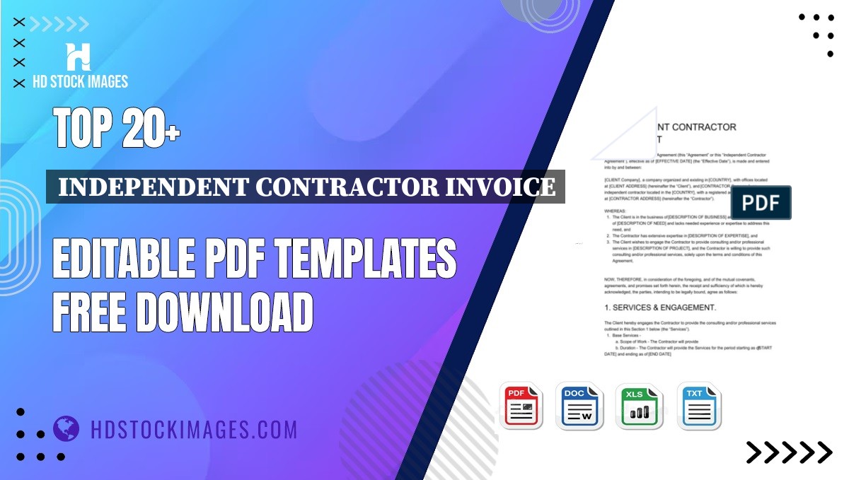 Top 20+ Independent Contractor Invoice Editable PDF Templates Free Download