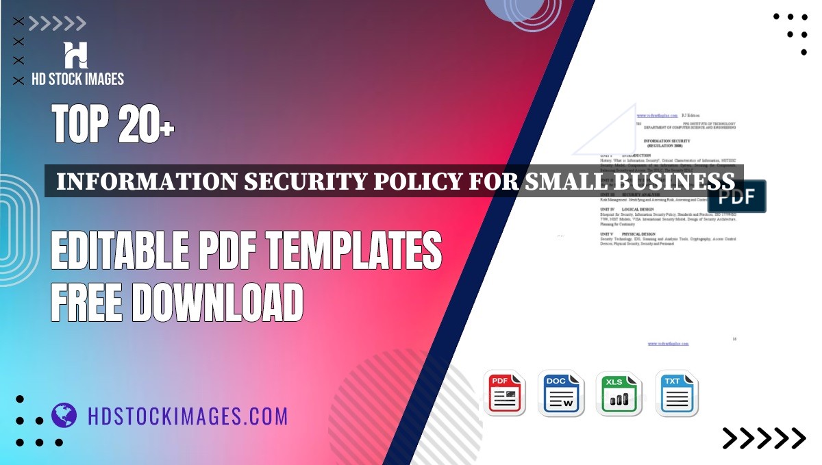 Top 20+ Information Security Policy For Small Business Editable PDF Templates Free Download