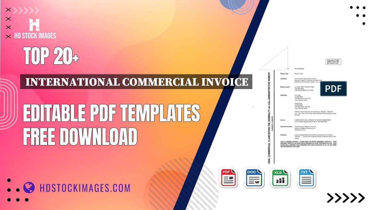 Top 20+ International Commercial Invoice Editable PDF Templates Free Download