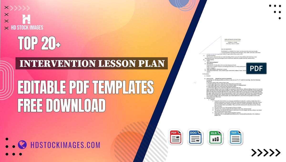 Top 20+ Intervention Lesson Plan Editable PDF Templates Free Download