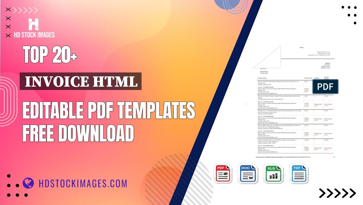 Top 20+ Invoice Html Editable PDF Templates Free Download