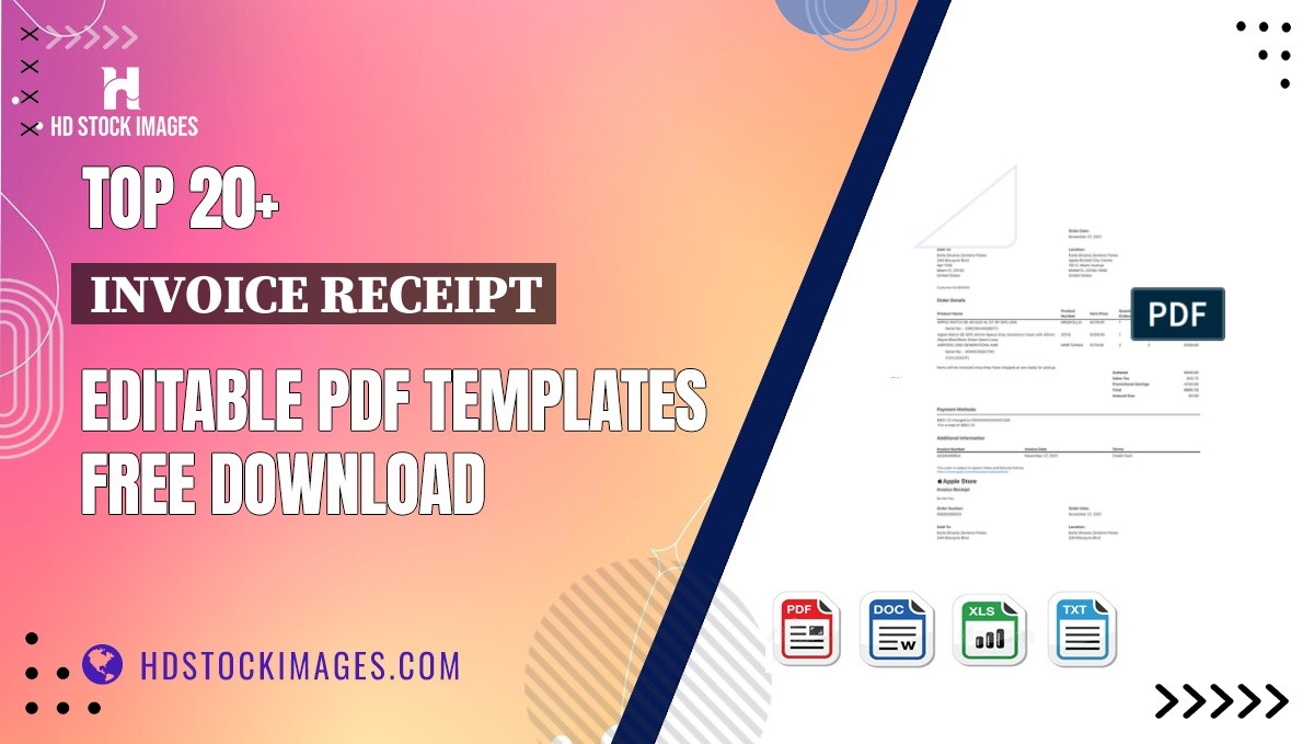 Top 20+ Invoice Receipt Editable PDF Templates Free Download