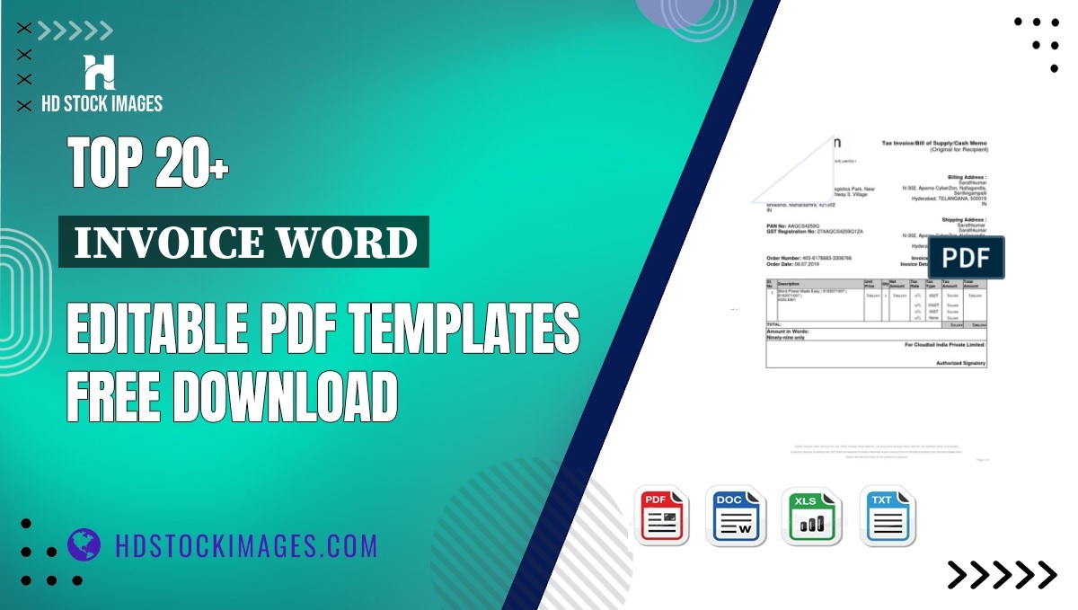 Top 20+ Invoice Word Editable PDF Templates Free Download