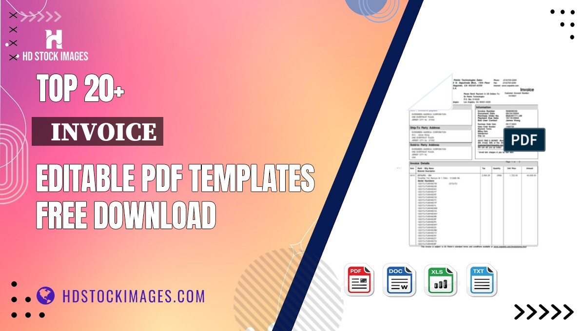 Top 20+   Invoice Editable PDF Templates Free Download