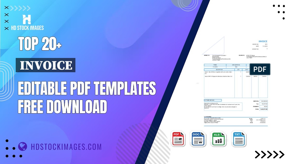 Top 20+ Invoice Editable PDF Templates Free Download