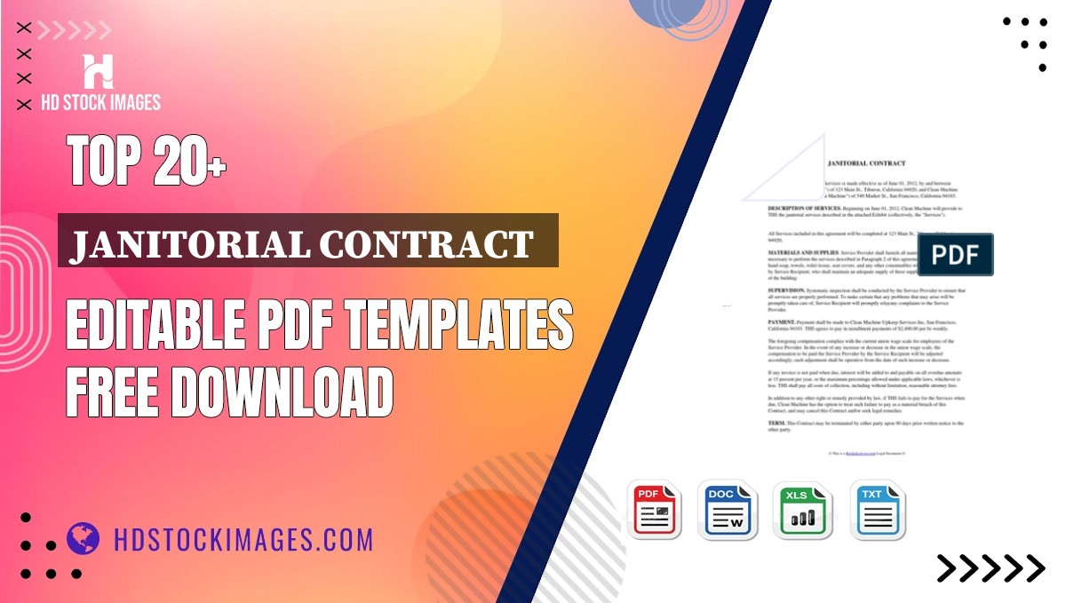 Top 20+ Janitorial Contract  Editable PDF Templates Free Download