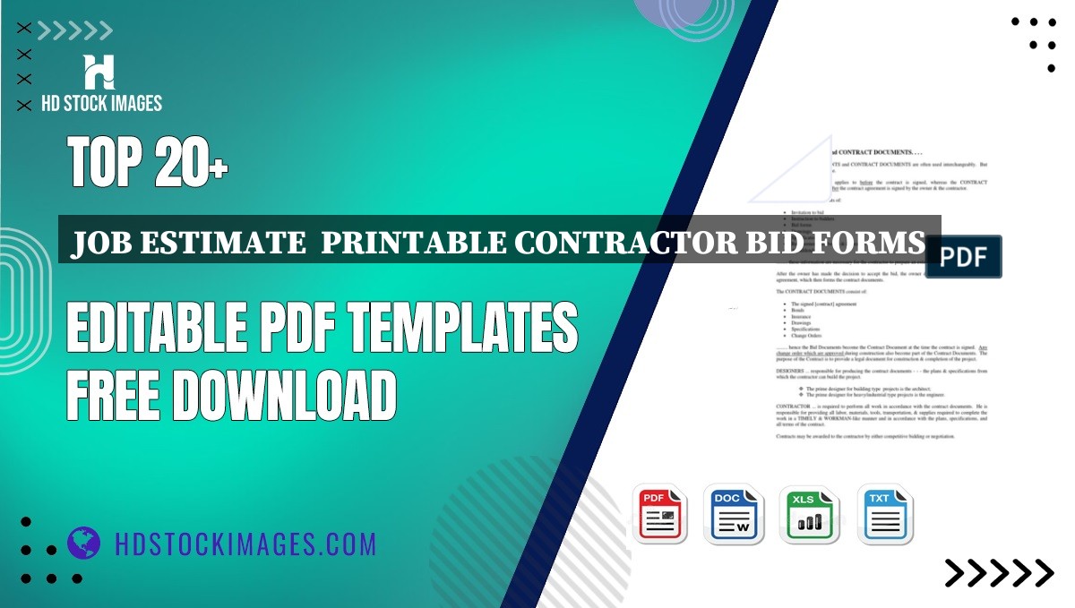 Top 20+ Job Estimate  Printable Contractor Bid Forms Editable PDF Templates Free Download