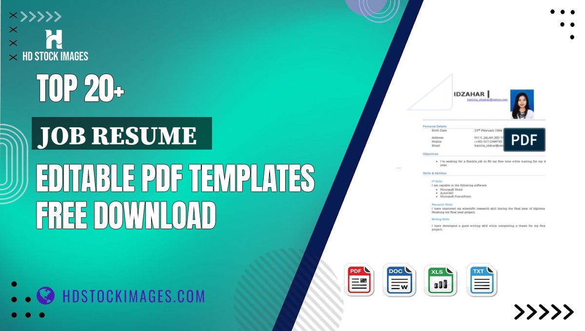 Top 20+ Job Resume  Editable PDF Templates Free Download