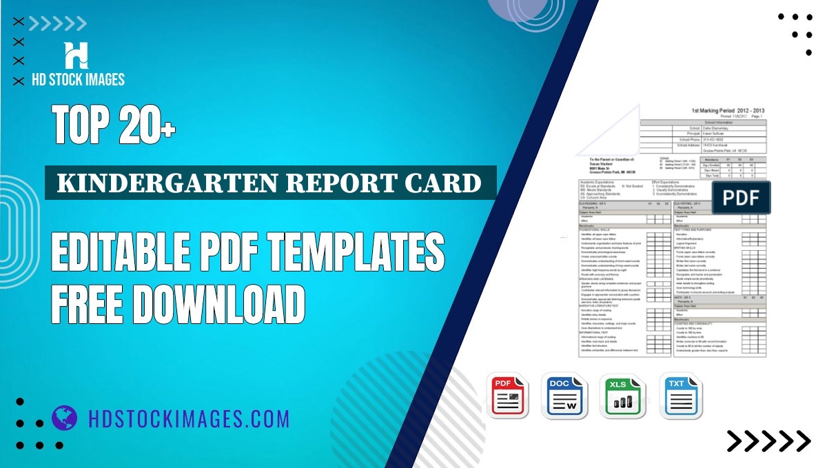 Top 20+ Kindergarten Report Card  Editable PDF Templates Free Download