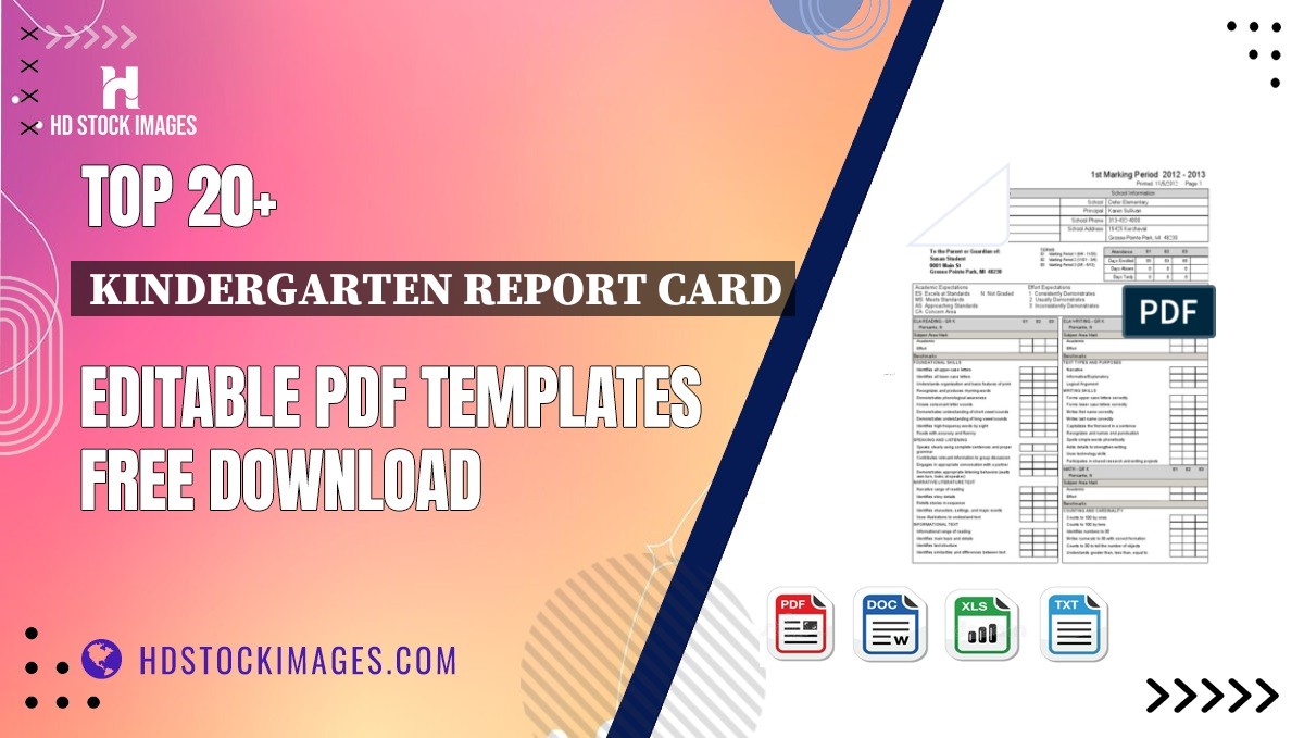 Top 20+ Kindergarten Report Card Editable PDF Templates Free Download