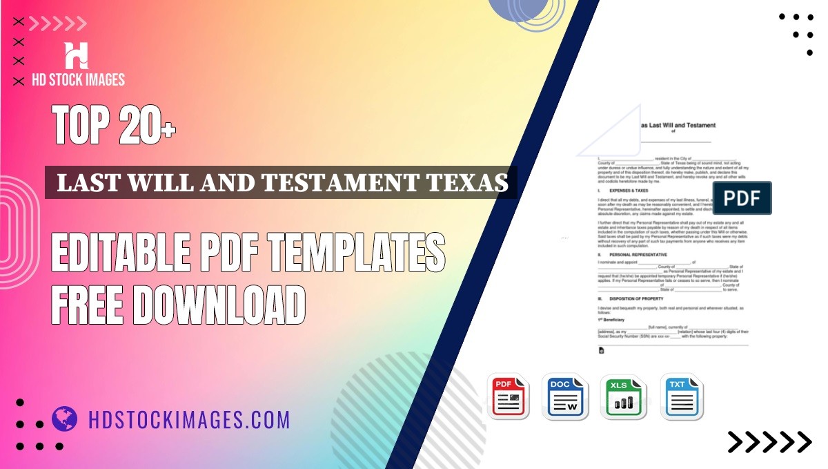 Top 20+ Last Will And Testament Texas Editable PDF Templates Free Download