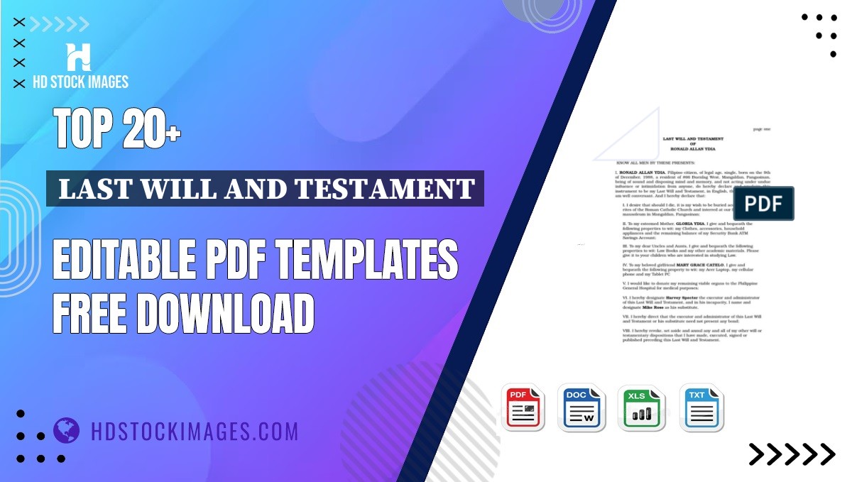 Top 20+ Last Will And Testament Editable PDF Templates Free Download