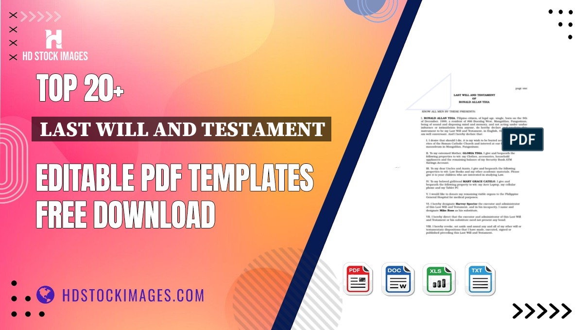 Top 20+ Last Will And Testament Editable PDF Templates Free Download