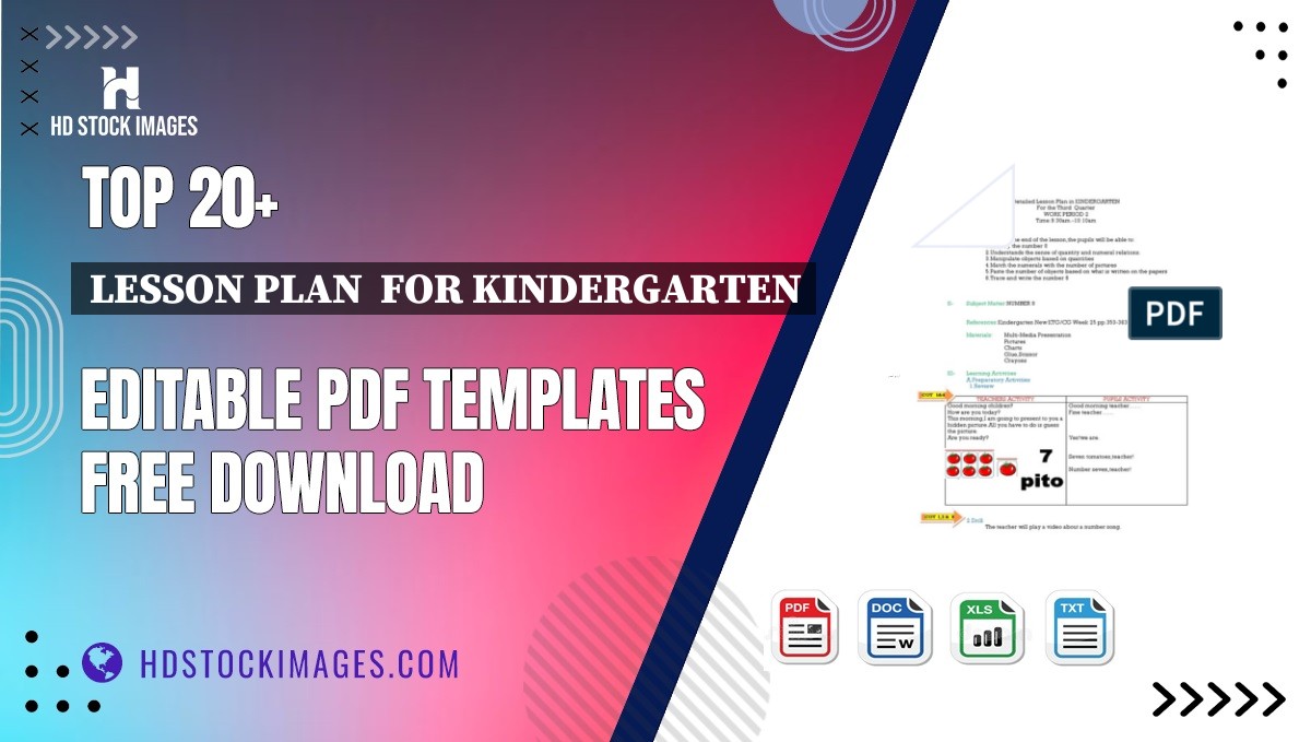 Top 20+ Lesson Plan  For Kindergarten Editable PDF Templates Free Download