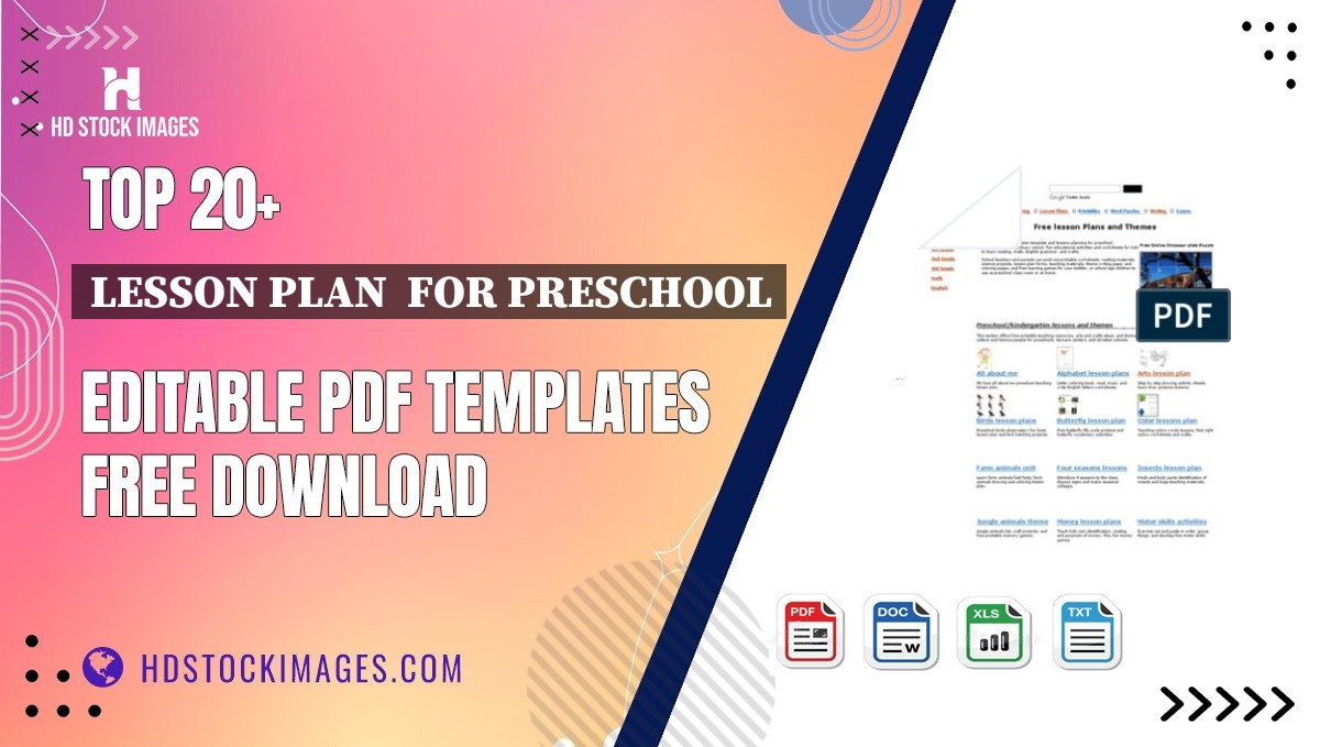 Top 20+ Lesson Plan  For Preschool Editable PDF Templates Free Download