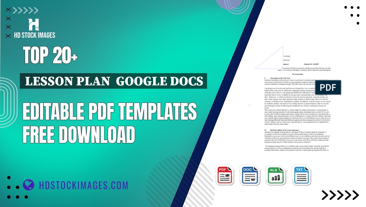 Top 20+ Lesson Plan  Google Docs Editable PDF Templates Free Download