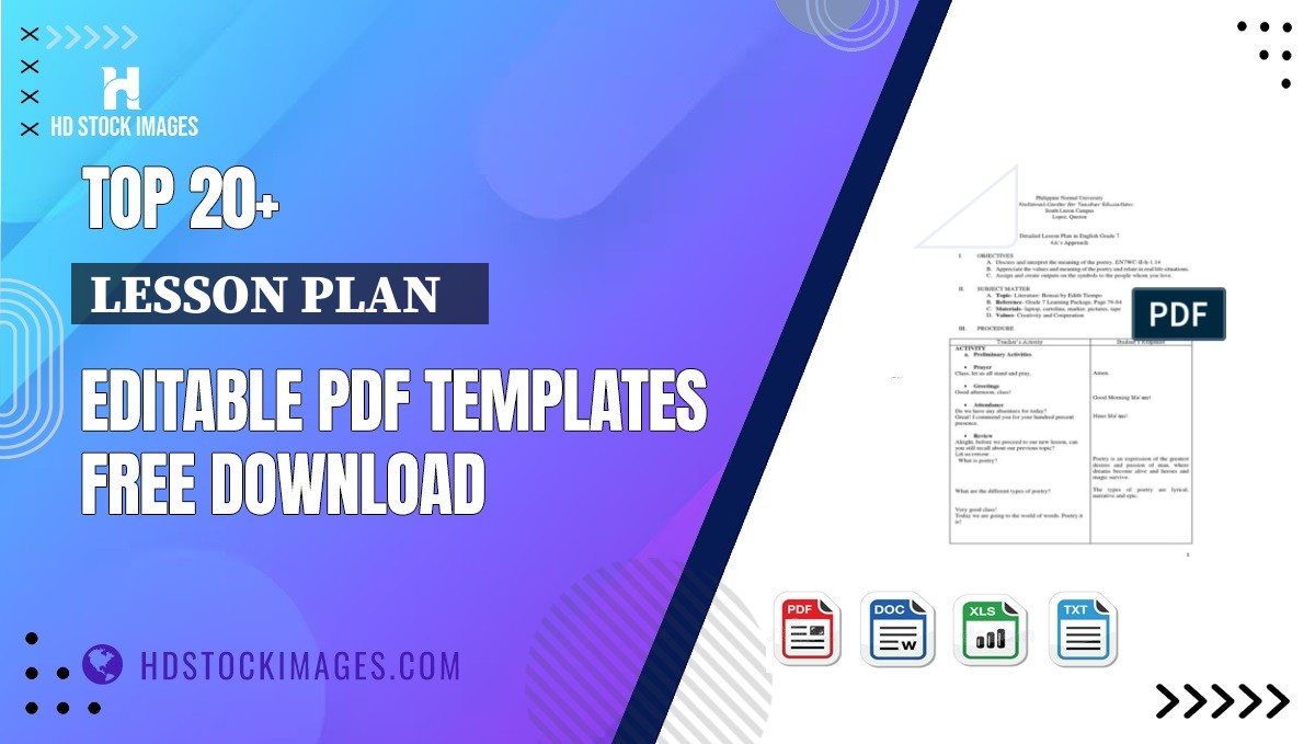 Top 20+ Lesson Plan    Editable PDF Templates Free Download