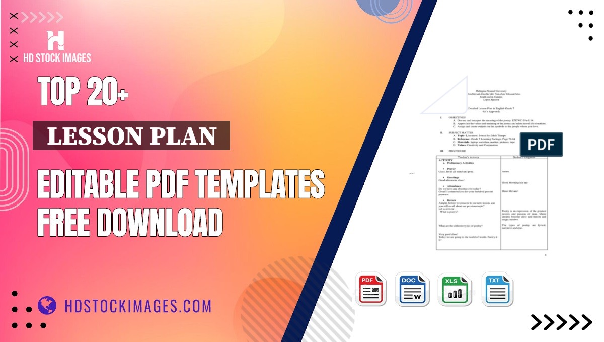 Top 20+  Lesson Plan  Editable PDF Templates Free Download