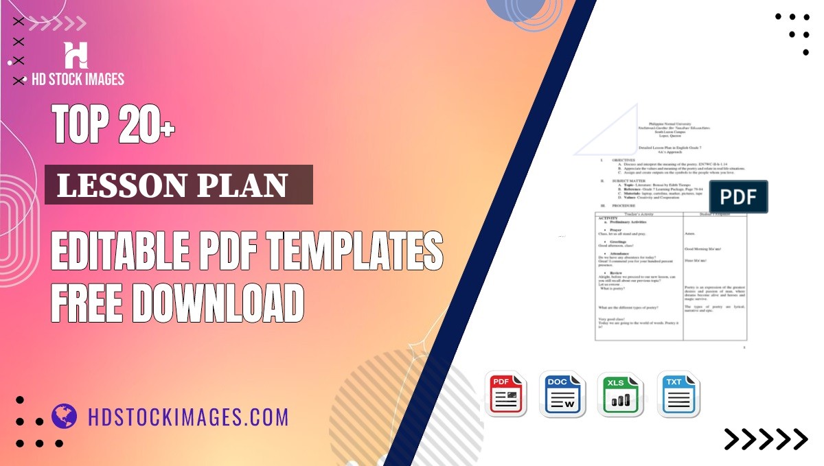 Top 20+ Lesson Plan   Editable PDF Templates Free Download