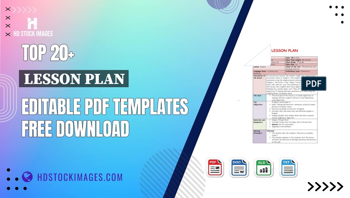 Top 20+ Lesson Plan Editable PDF Templates Free Download