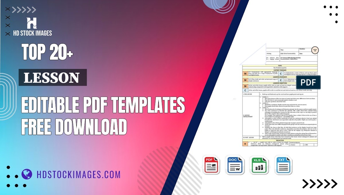 Top 20+ Lesson  Editable PDF Templates Free Download