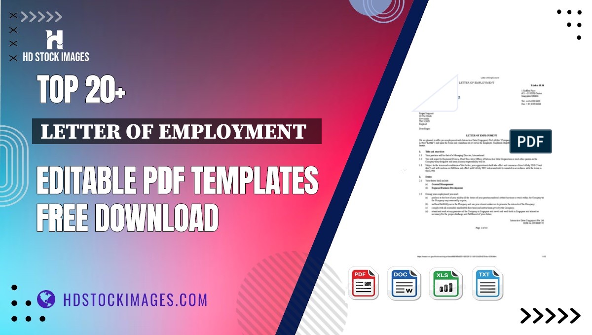 Top 20+ Letter Of Employment   Editable PDF Templates Free Download