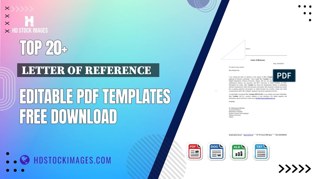 Top 20+ Letter Of Reference   Editable PDF Templates Free Download