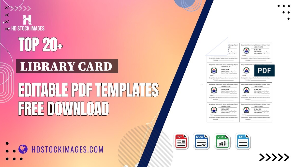 Top 20+ Library Card  Editable PDF Templates Free Download