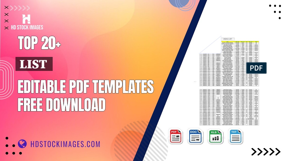 Top 20+ List  Editable PDF Templates Free Download