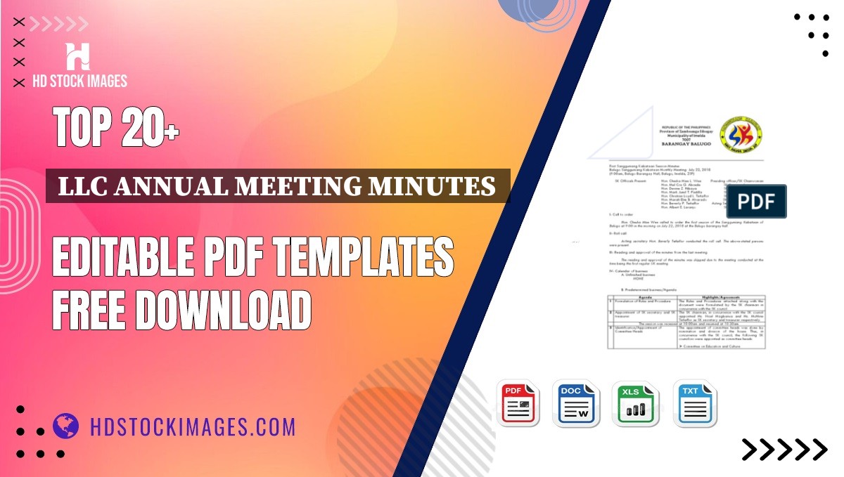 Top 20+ Llc Annual Meeting Minutes  Editable PDF Templates Free Download