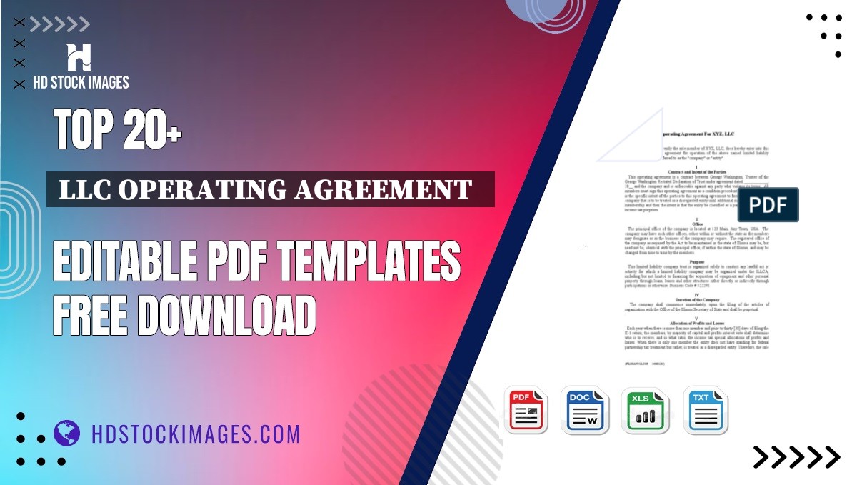 Top 20+ Llc Operating Agreement   Editable PDF Templates Free Download