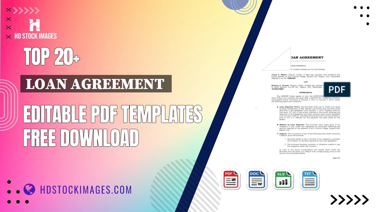 Top 20+ Loan Agreement  Editable PDF Templates Free Download