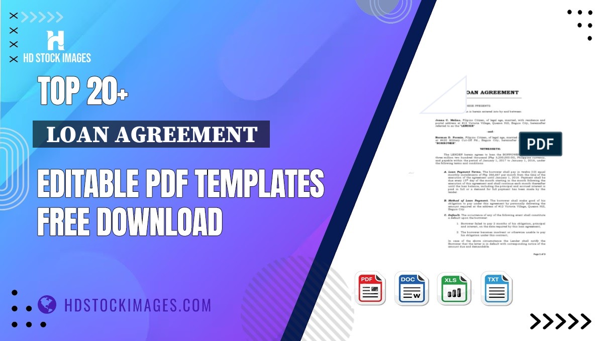 Top 20+  Loan Agreement  Editable PDF Templates Free Download