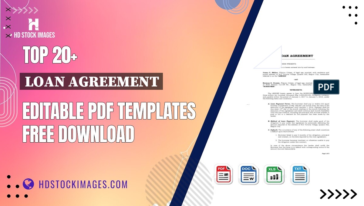 Top 20+ Loan Agreement Editable PDF Templates Free Download