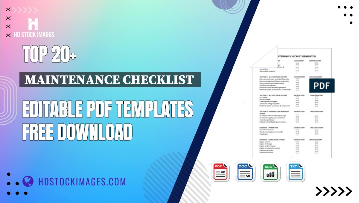 Top 20+ Maintenance Checklist  Editable PDF Templates Free Download