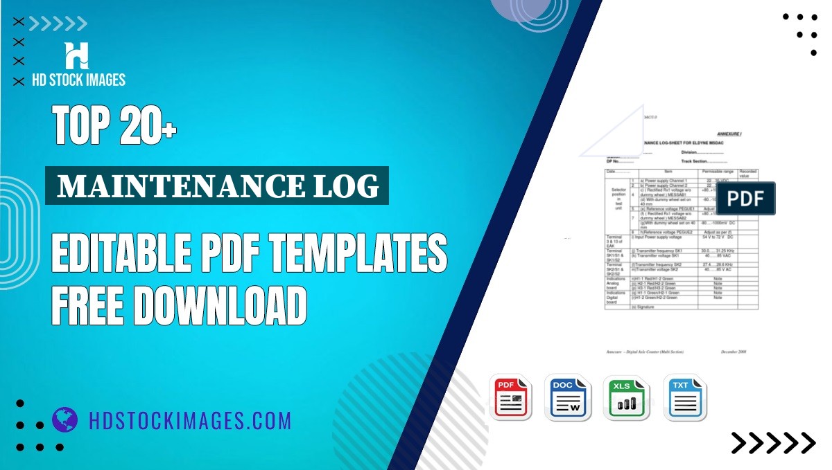 Top 20+ Maintenance Log Editable PDF Templates Free Download