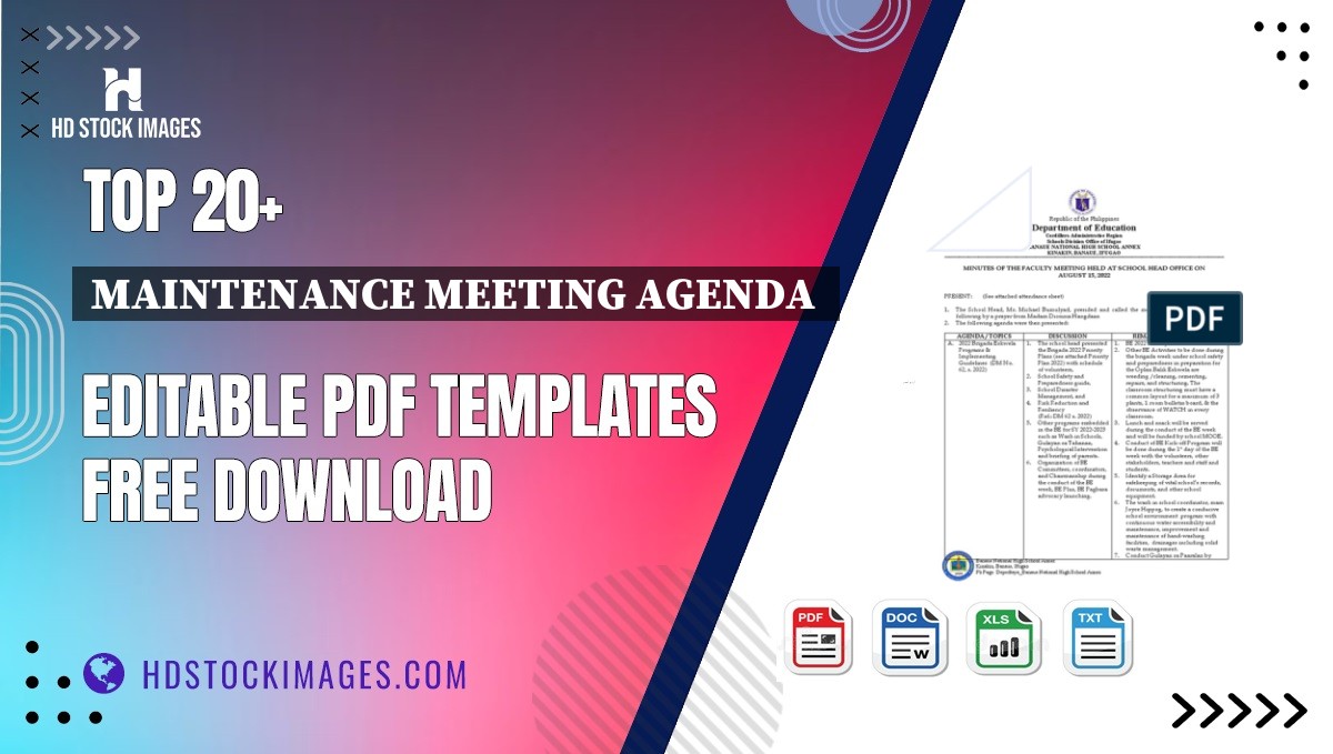 Top 20+ Maintenance Meeting Agenda  Editable PDF Templates Free Download