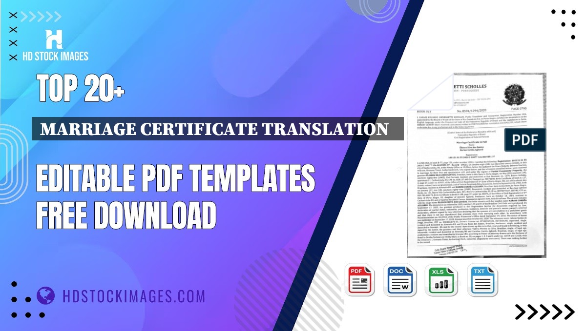 Top 20+ Marriage Certificate Translation   Editable PDF Templates Free Download