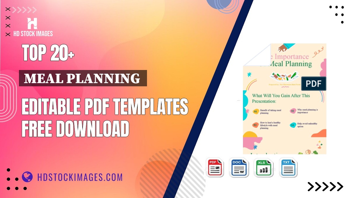 Top 20+ Meal Planning  Editable PDF Templates Free Download