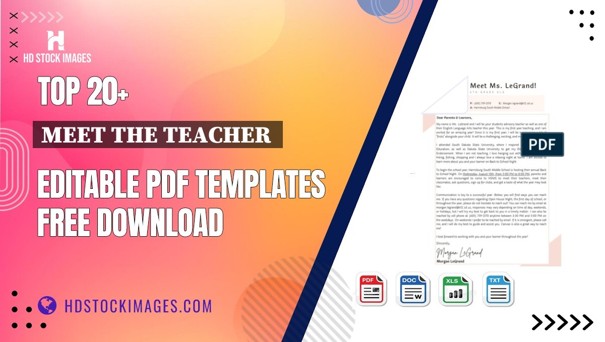 Top 20+ Meet The Teacher  Editable PDF Templates Free Download