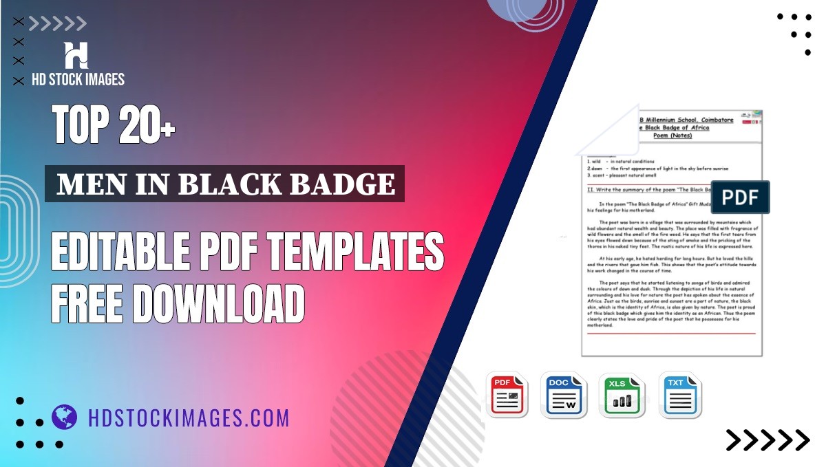 Top 20+ Men In Black Badge Editable PDF Templates Free Download